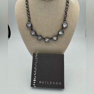 Silpada Glamour Necklace KRN0100 silver Gray statement